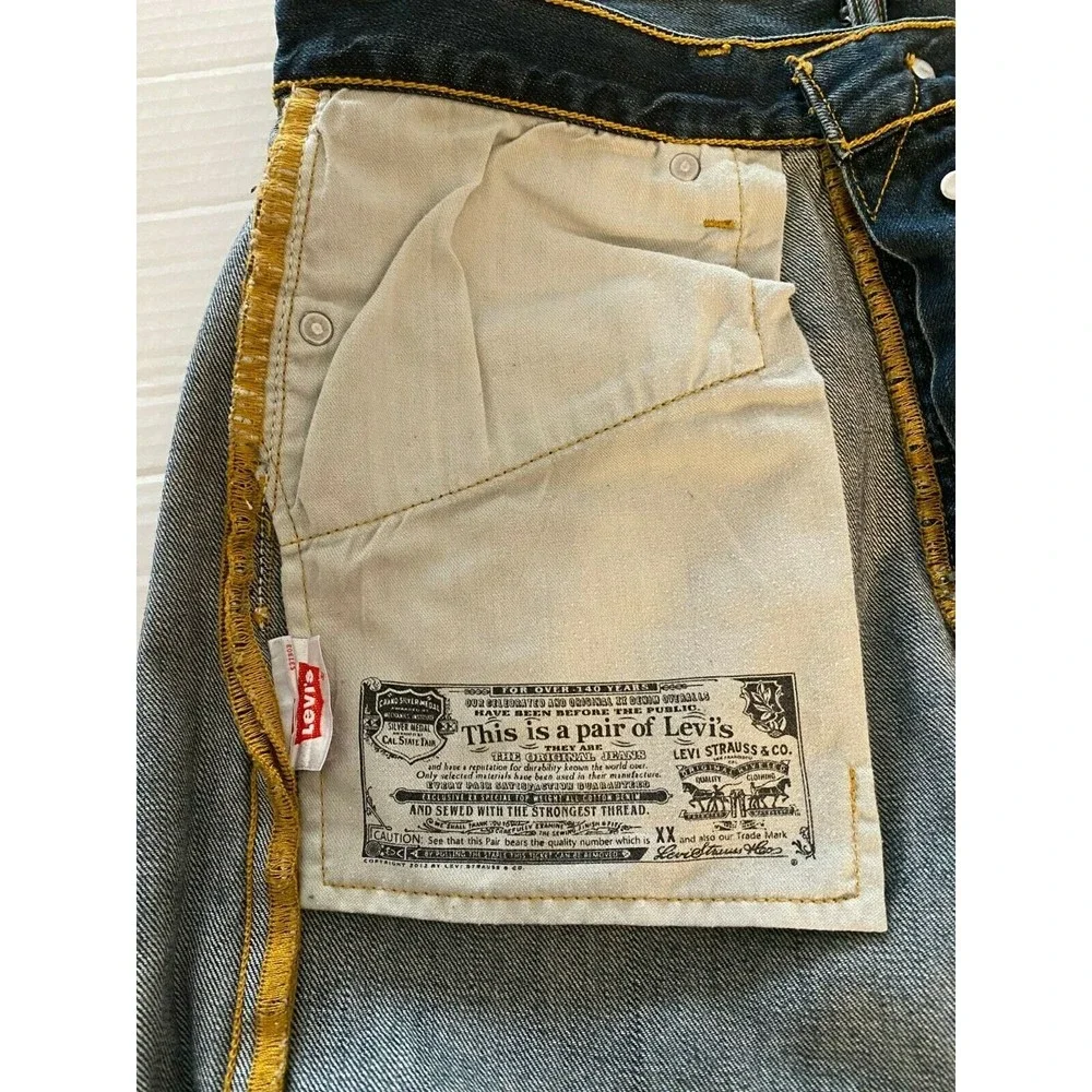 Men's 501 XX Levi Strauss Straight Leg Denim Jeans Stone Wash Size W34